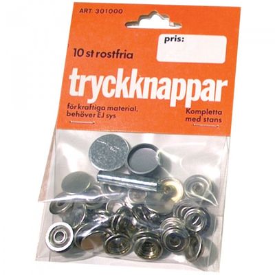   Trykknapper m/verktøy, kalesje/konsolltrekk/telt, 10 stk 