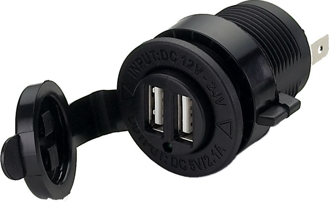 Hovedbilde USB-lader dobbel, kontakt 12V